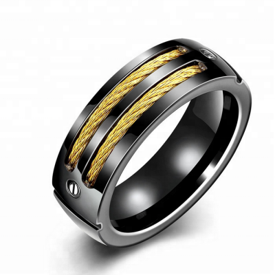 Stainless steel unisex ring simple style black ring