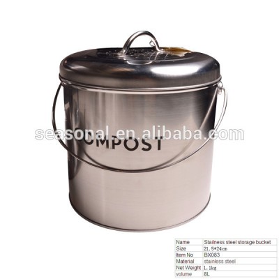 BX083 stainless steel compost bucket with lid and handle