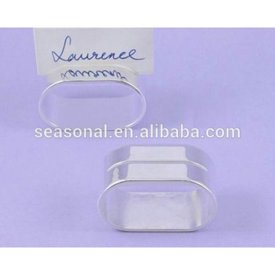 Wholesale stock silver oblong name card holder napkin ring for table reservation decor